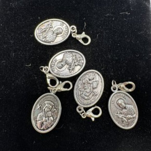 Lot 9 Vintage Silver Catholic Saint Medal Charms Religious Pendants - Picture 1 of 5